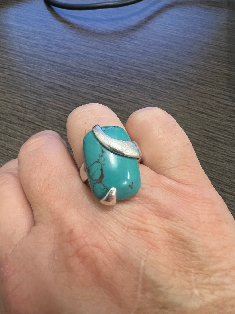 Turquoise Statement Ring with Silver Accents - Women's Jewelry